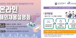 NST held the 2020 KGRIs overseas joint online job fair from May 18 th to 29th, 2020 이미지